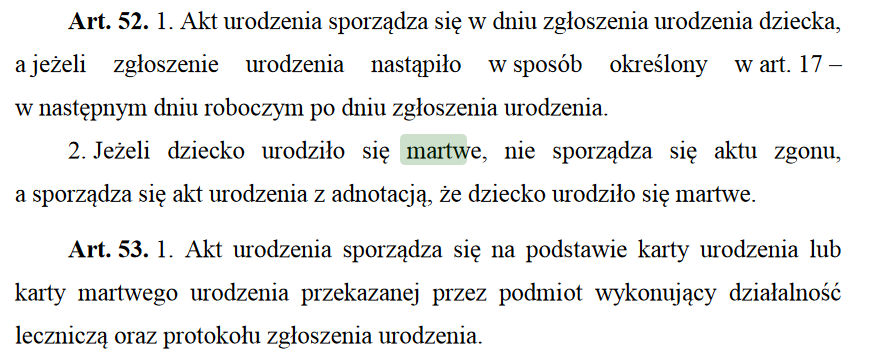 Regulacje prawne po poronieniu Regulacje prawne po poronieniu