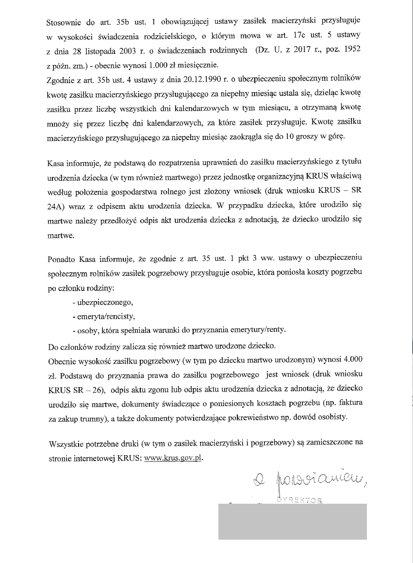 KRUS - prawa po poronieniu